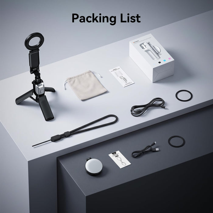 Amazear Phone Camera Grip with Selfie Stick, Tripod and Fill Light - White - detail 6