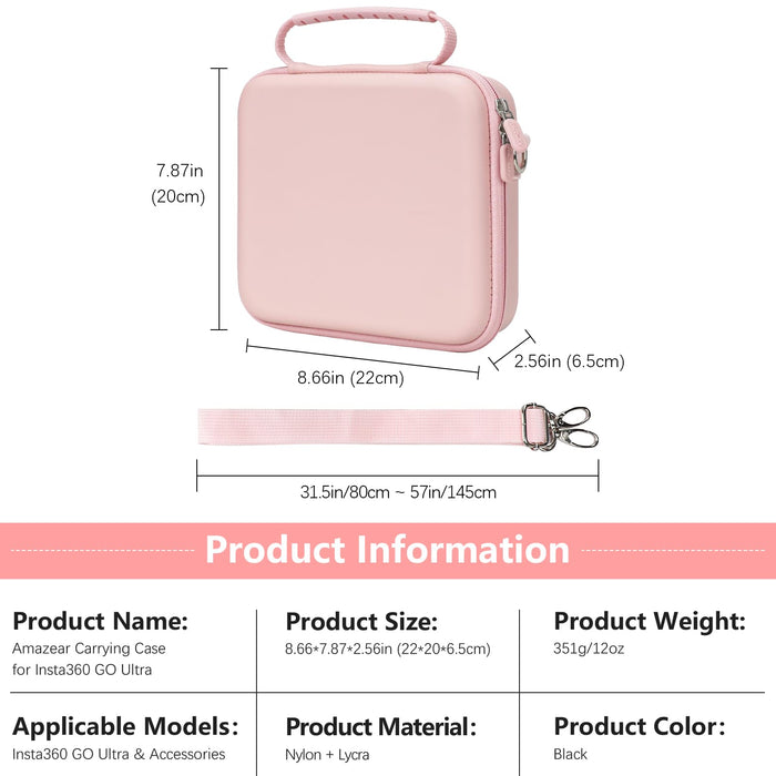 Amazear Travel Carrying Case for Insta360 GO Ultra - Pink - detail 9