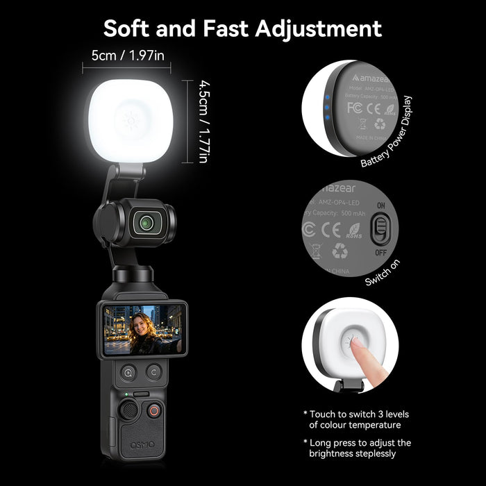 Amazear Magnetic Fill Light for DJI Osmo Pocket 4/3/4P/Xtra - detail 7