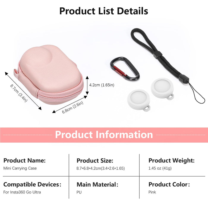 Amazear Compact Carrying Case for Insta360 GO Ultra - Pink - detail 8