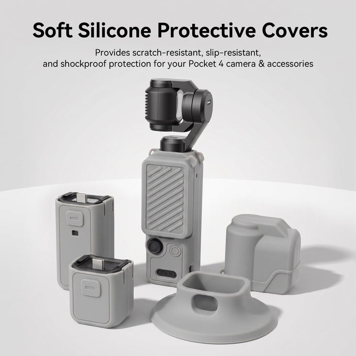 Amazear Silicone Cover and Screen Protector Set for DJI Osmo Pocket 4 - Grey - detail 8