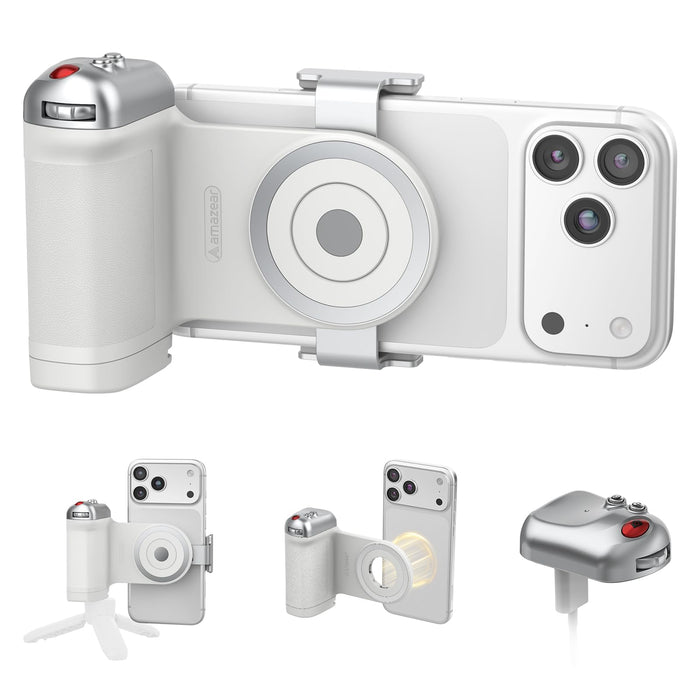 Amazear Phone Camera Grip with Detachable Clamp - White - product image