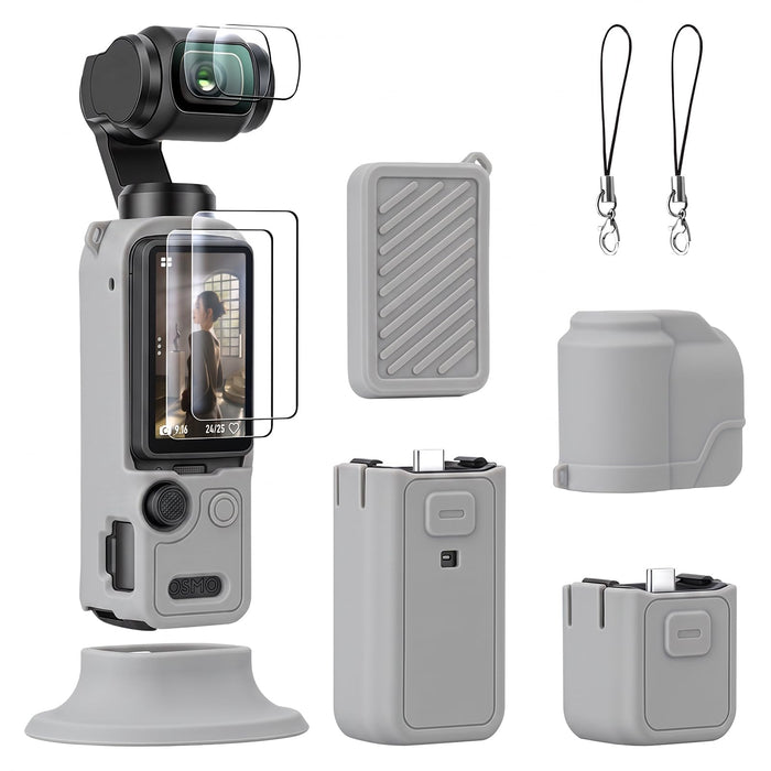Amazear Silicone Cover and Screen Protector Set for DJI Osmo Pocket 4 - Grey - product image