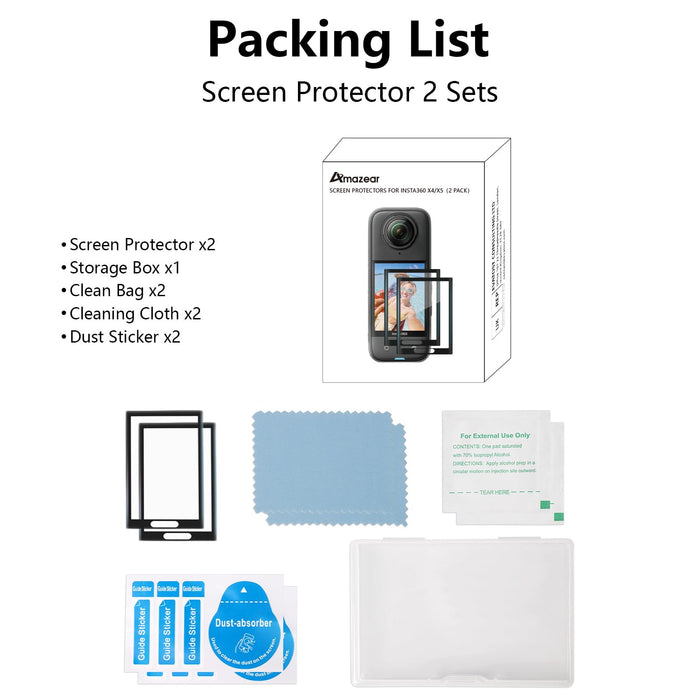 Amazear Screen Protector for Insta360 X5 / X4 (2 Pack) - detail 8