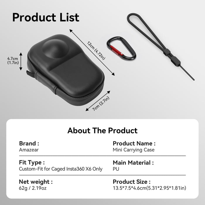 Amazear Hard Carrying Case for Insta360 X6 with Cage Only - detail 8