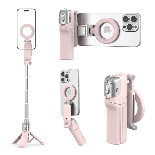 Amazear Phone Camera Grip with Selfie Stick and Tripod - Pink - product image