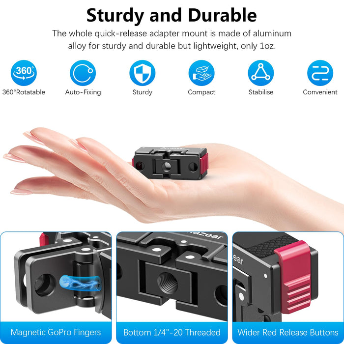 Amazear 360° Rotation Metal Quick-Release Mount for DJI Osmo Action 5 Pro / Xtra Edge - detail 2