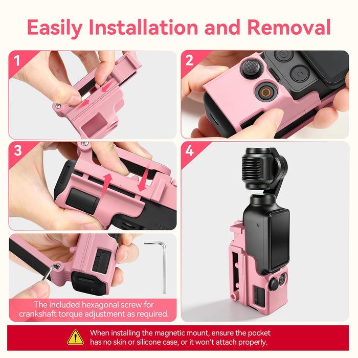 Amazear Magnetic Mount for DJI Osmo Pocket 3 - Pink - detail 9