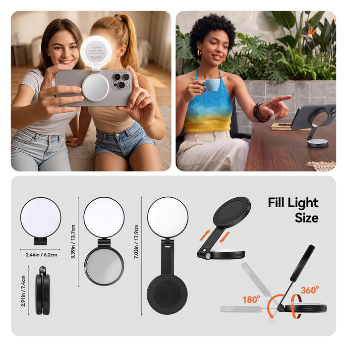 Amazear Phone Camera Grip with Selfie Stick, Tripod and Fill Light - White - detail 7