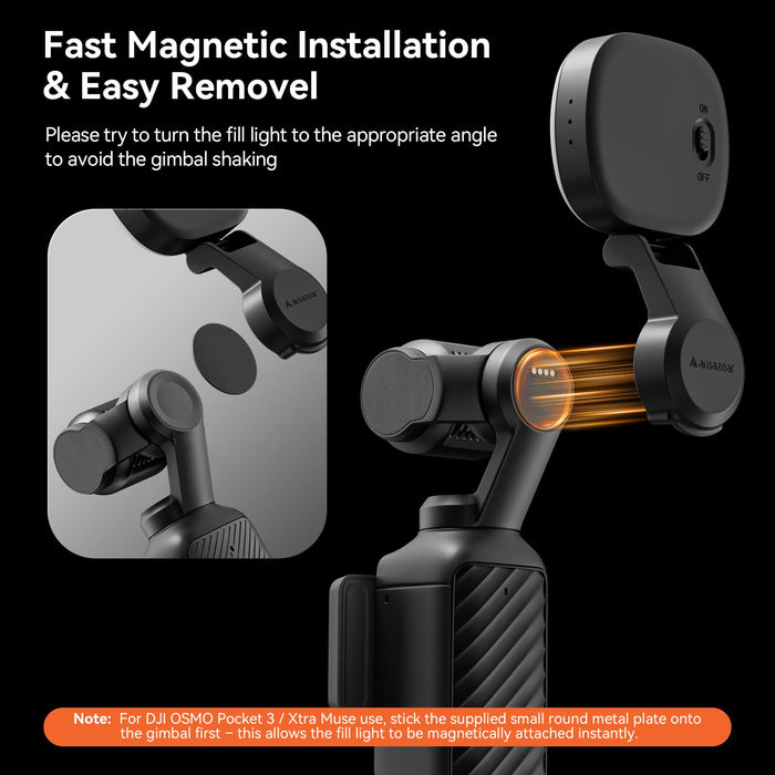 Amazear Magnetic Fill Light for DJI Osmo Pocket 4/3/4P/Xtra - detail 8