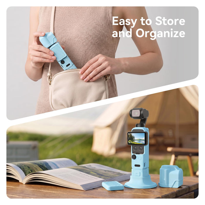 Amazear Silicone Cover and Screen Protector Set for DJI Osmo Pocket 4 - Blue - detail 4