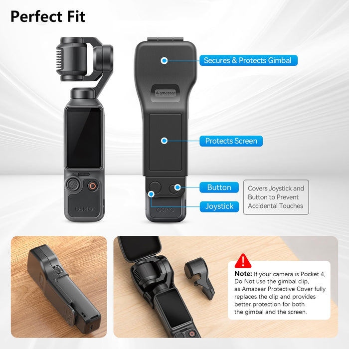 Amazear Gimbal and Screen Cover for DJI Osmo Pocket 4/3 - Black - detail 2