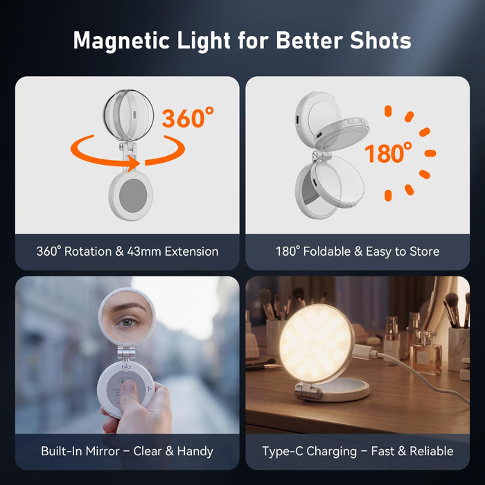 Amazear Phone Camera Grip, Detachable Clamp and Fill Light Set - White - detail 3