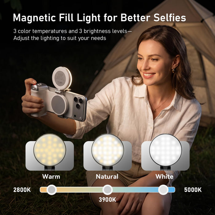 Amazear Phone Camera Grip, Detachable Clamp and Fill Light Set - White - detail 2