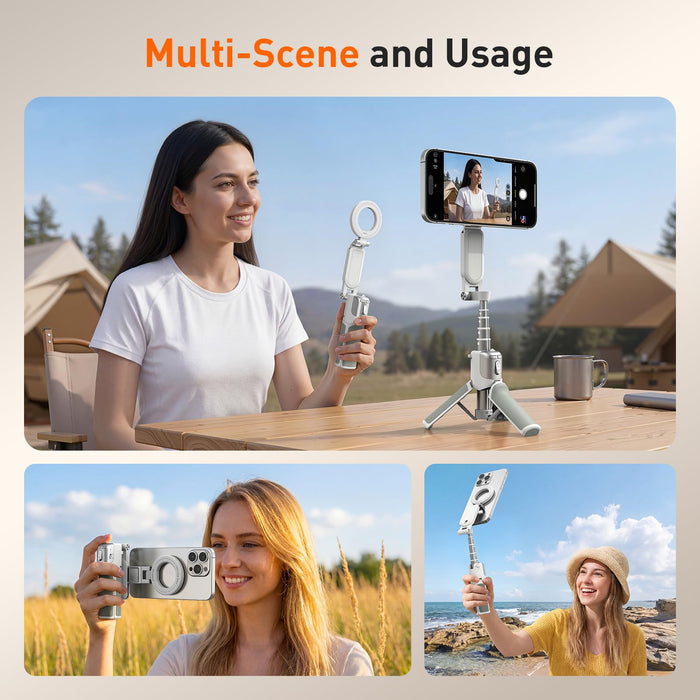 Amazear Phone Camera Grip with Selfie Stick and Tripod - White - detail 2