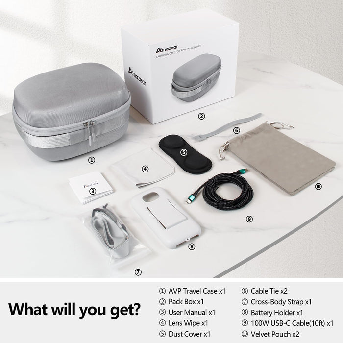 Amazear 7-in-1 Carrying Case Accessory Set for Apple Vision Pro - detail 2