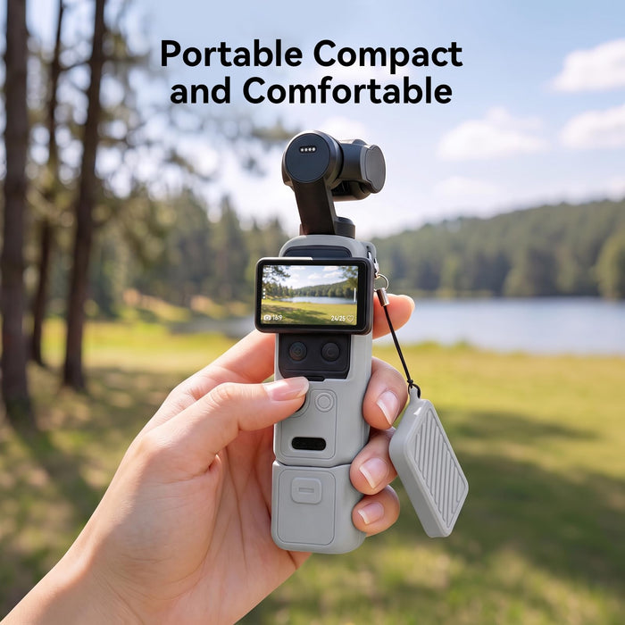 Amazear Silicone Cover and Screen Protector Set for DJI Osmo Pocket 4 - Grey - detail 3