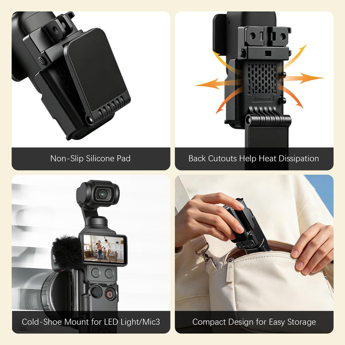 Amazear Magnetic Mount Stand for DJI Osmo Pocket 4P/4/3/Xtra Muse - Black - detail 8