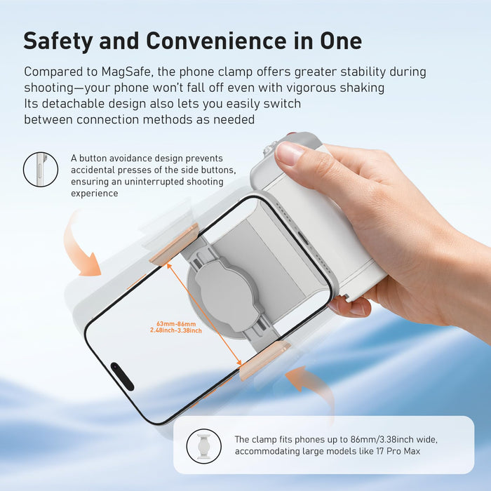 Amazear Phone Camera Grip with Detachable Clamp - White - detail 4