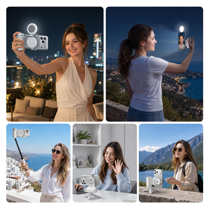 Amazear Phone Camera Grip, Detachable Clamp and Fill Light Set - White - detail 8