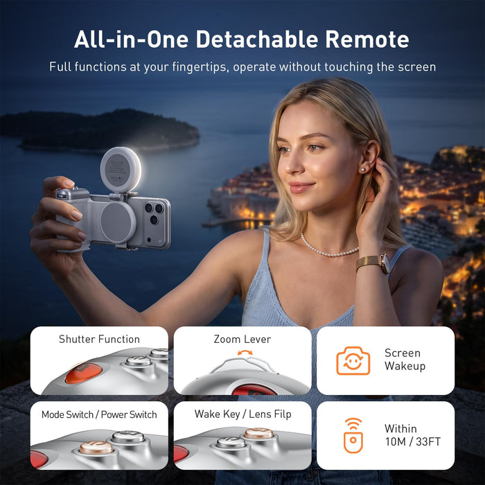Amazear Phone Camera Grip, Detachable Clamp and Fill Light Set - White - detail 4