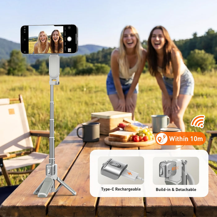 Amazear Phone Camera Grip with Selfie Stick and Tripod - White - detail 7