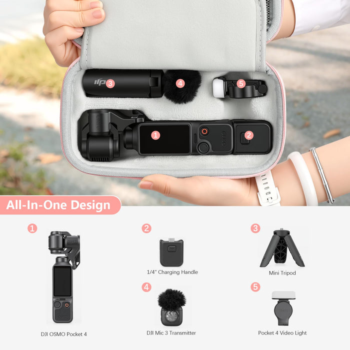 Amazear Portable Carry Case for DJI Osmo Pocket 4 / Xtra Muse - Pink - detail 3