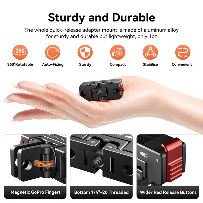 Amazear 360° Rotation Magnetic Quick-Release Mount for DJI Osmo Action 6 / NANO / Xtra - detail 4