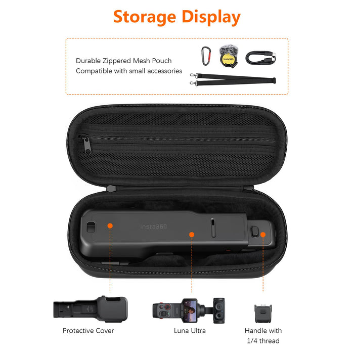 Amazear Small Carrying Case for Insta360 Luna Ultra / Pro - Black - detail 3