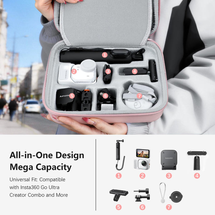 Amazear Travel Carrying Case for Insta360 GO Ultra - Pink - detail 4