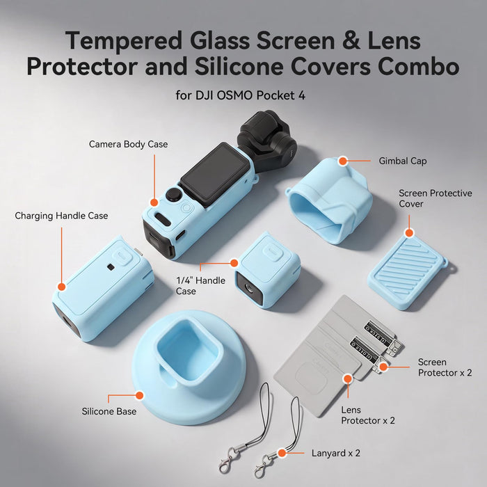 Amazear Silicone Cover and Screen Protector Set for DJI Osmo Pocket 4 - Blue - detail 2