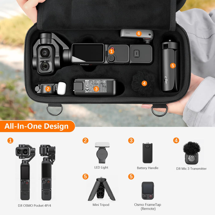 Amazear Carry Case for DJI Osmo Pocket 4P - Black - detail 4