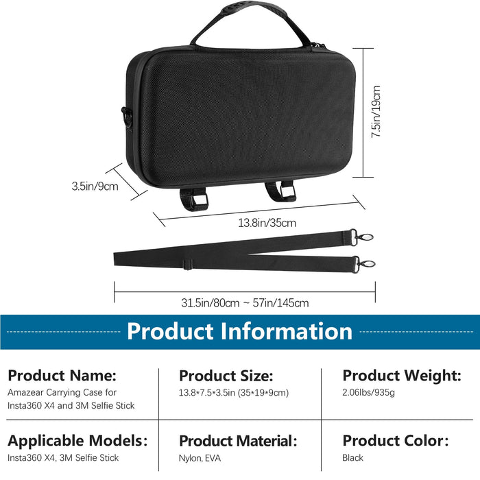 Amazear Carrying Case for Insta360 X6/X5/X4 - Black - detail 6