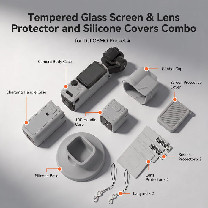 Amazear Silicone Cover and Screen Protector Set for DJI Osmo Pocket 4 - Grey - detail 2