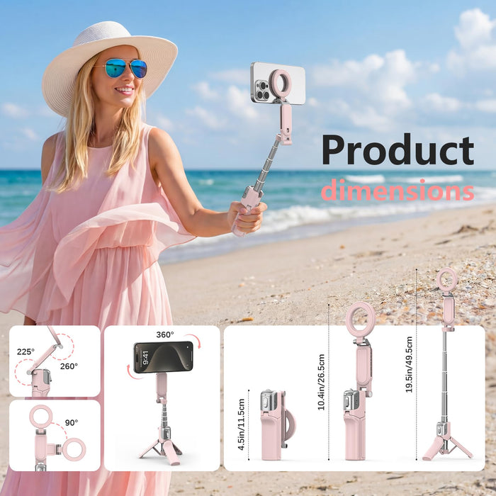 Amazear Phone Camera Grip with Selfie Stick and Tripod - Pink - detail 4