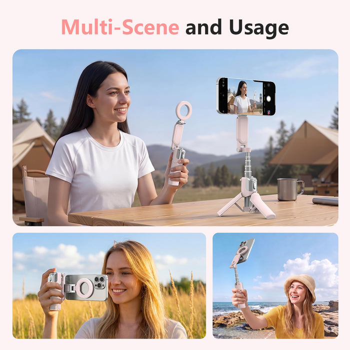 Amazear Phone Camera Grip with Selfie Stick and Tripod - Pink - detail 2