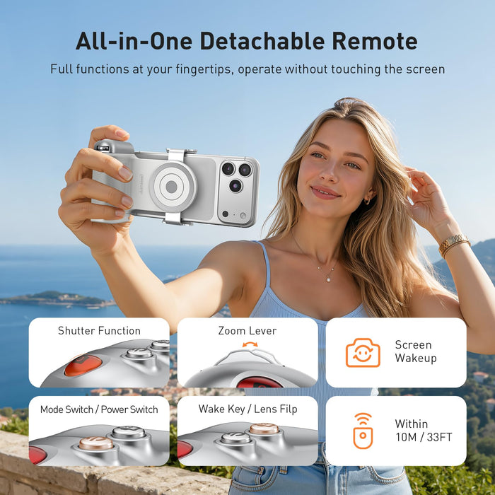 Amazear Phone Camera Grip with Detachable Clamp - White - detail 2