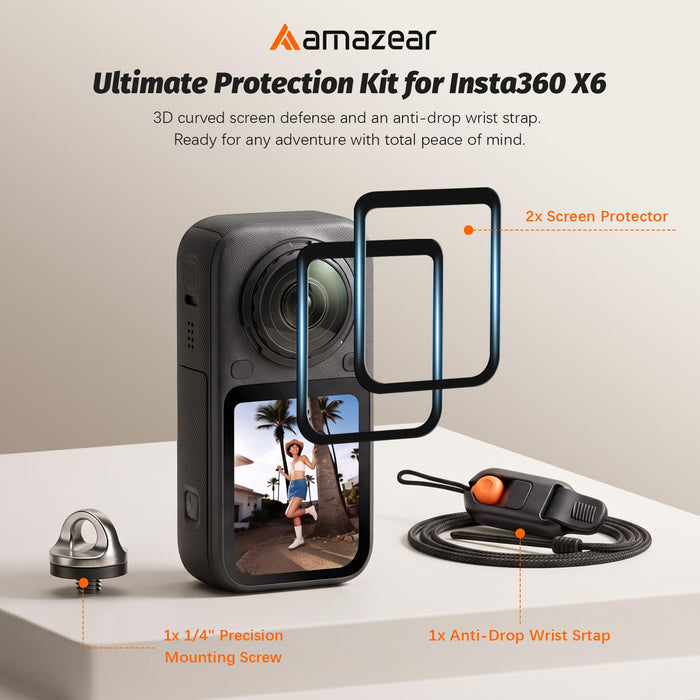 Amazear Screen Protector and Wrist Strap Set for Insta360 X6 - detail 2