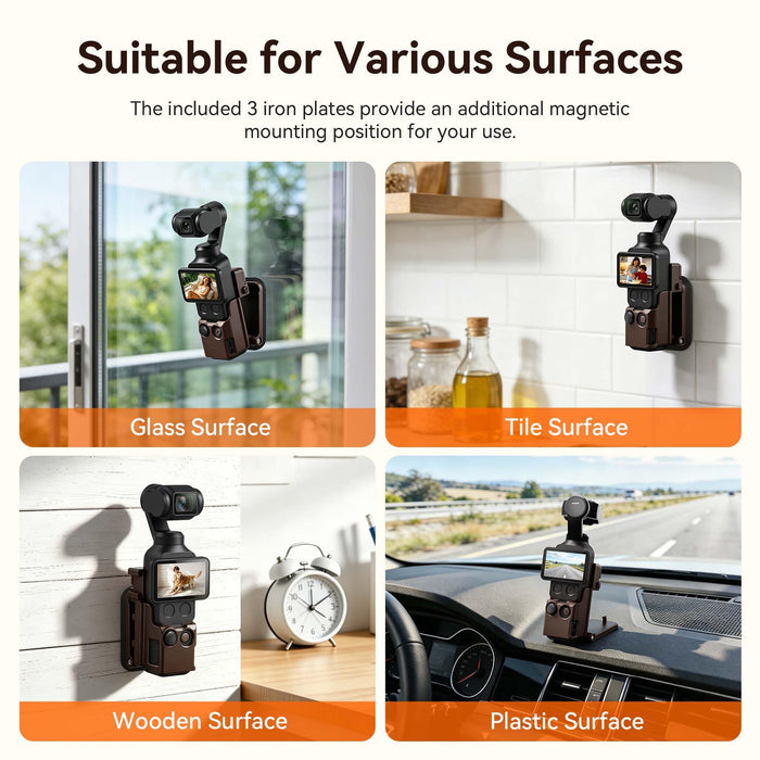Amazear Magnetic Mount Stand for DJI Osmo Pocket 4P/4/3/Xtra Muse - Brown - detail 7