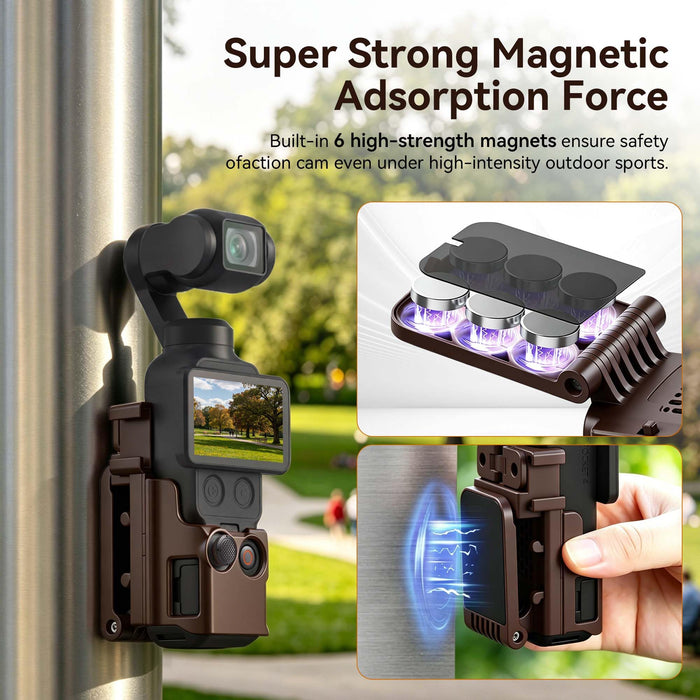 Amazear Magnetic Mount Stand for DJI Osmo Pocket 4P/4/3/Xtra Muse - Brown - detail 3