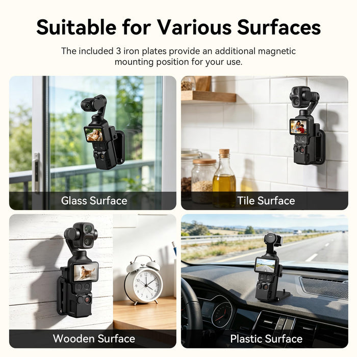 Amazear Magnetic Mount Stand for DJI Osmo Pocket 4P/4/3/Xtra Muse - Black - detail 6