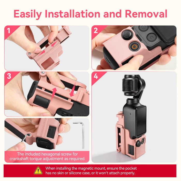 Amazear Magnetic Mount Stand for DJI Osmo Pocket 4P/4/3/Xtra Muse - Light Pink - detail 9