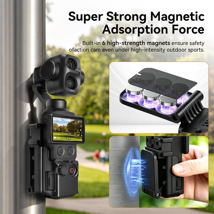 Amazear Magnetic Mount Stand for DJI Osmo Pocket 4P/4/3/Xtra Muse - Black - detail 3