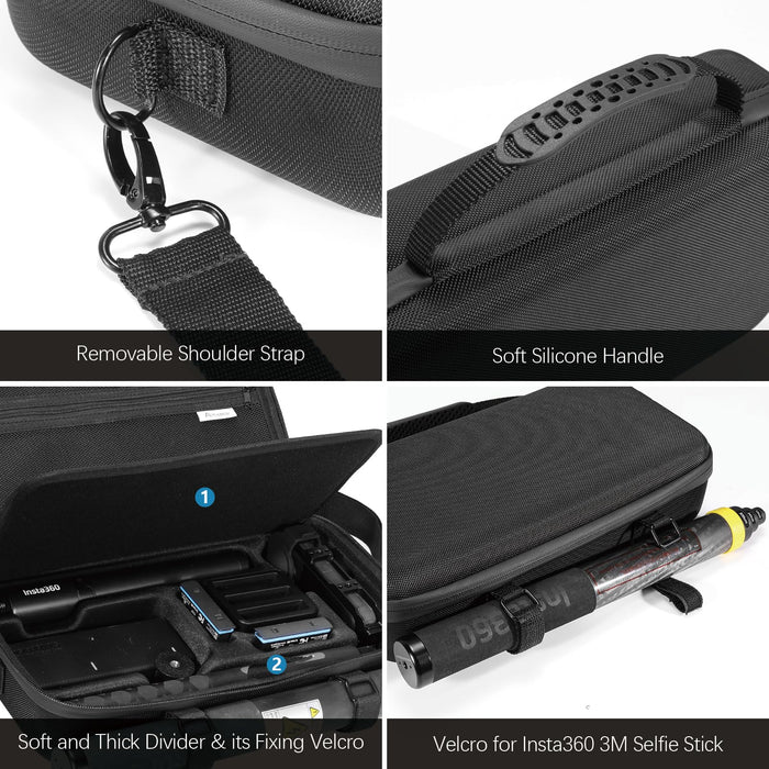 Amazear Carrying Case for Insta360 X6/X5/X4 - Black - detail 4
