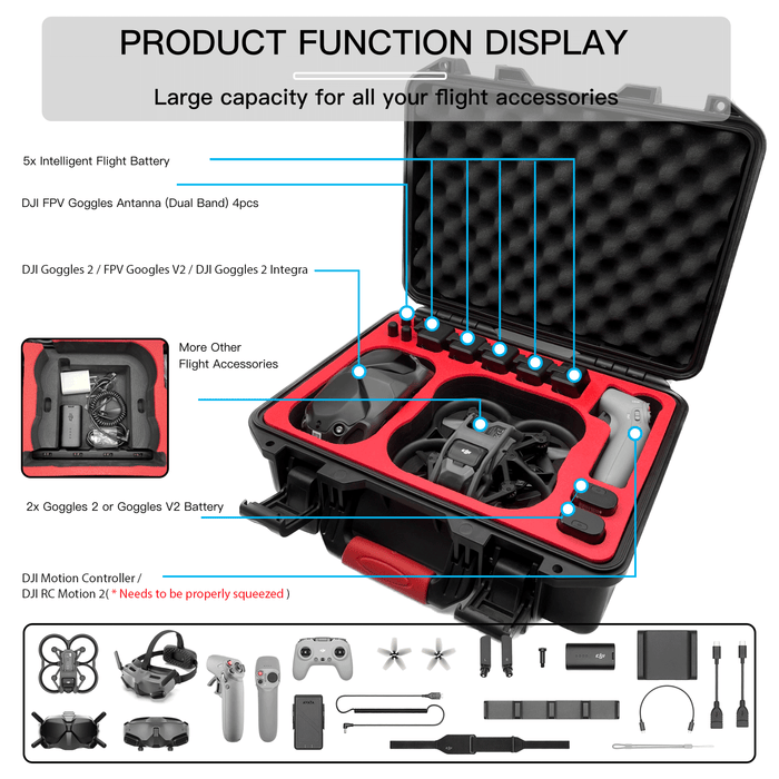 dji goggles 2 accessories FPVtosky Professional Hard Case for DJI Avata (DJI Goggles V2 / Goggles 2 / Goggles Integra), Waterpoof Avata Drone Carrying Case Accessories, Compatible with DJI Motion/RC Motion 2 — Amazear