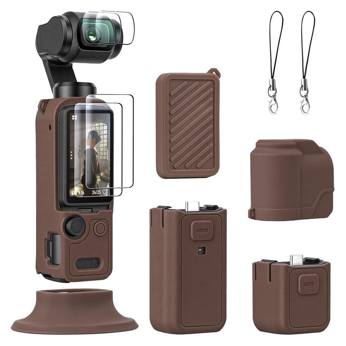 Amazear Silicone Protective Cover Kit for DJI Osmo Pocket 4 - Brown