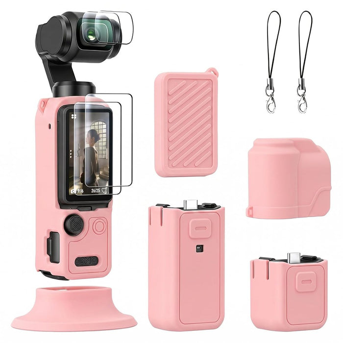 Amazear Silicone Protective Cover Kit for DJI Osmo Pocket 4 - Pink