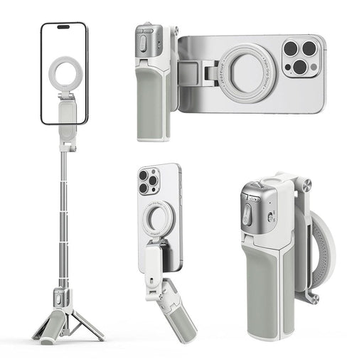Amazear Phone Camera Grip with Selfie Stick Tripod - White