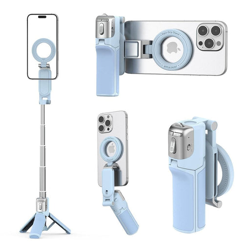 Amazear Phone Camera Grip with Selfie Stick Tripod - Blue