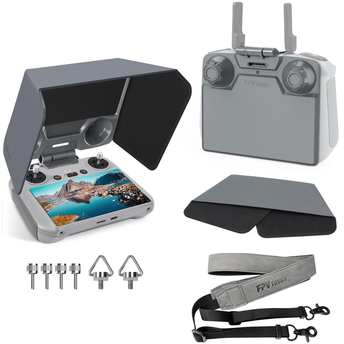 FPVtosky RC 2 Sun Hood Shade with Lanyard for DJI Mini 5 Pro/Mini 4 Pro/Flip/Air 3 Accessories, RC2 Controller Screen Protector Joystick Cover [ONLY for RC 2 Controller]